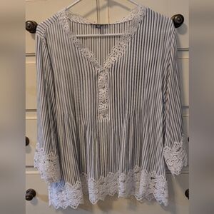 Chelsea & Theodore Lace Trimmed Blouse Size 1X